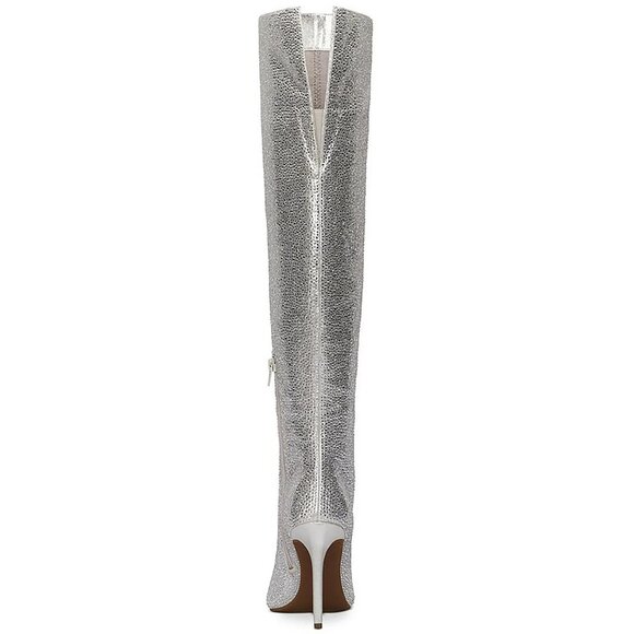 I.N.C. Women's Saveria Rhinestone Over-The-Knee Boots Zip Detail Silver Size 5M - Picture 3 of 4